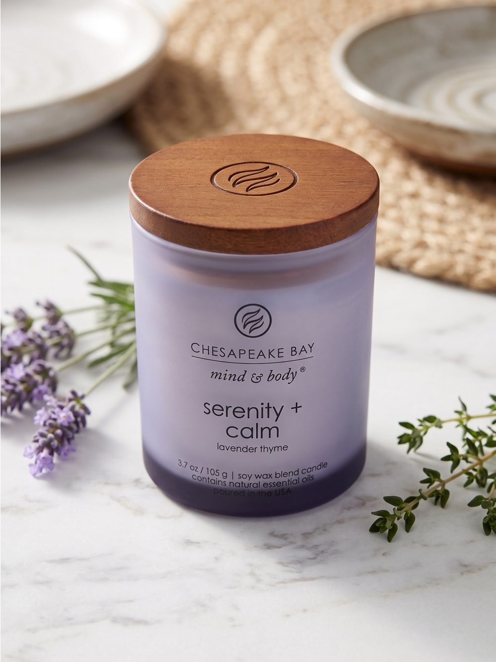 Chesapeake Bay Mind & Body Serenity + Calm Lavender Thyme Candle 3.7 oz New